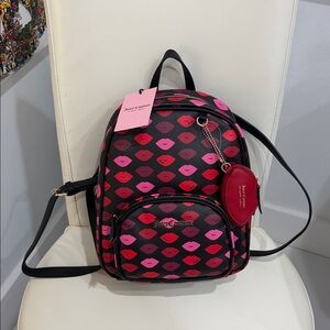 Juicy Couture Black/ Pink/Red "Lips" Backpack & Coin Purse